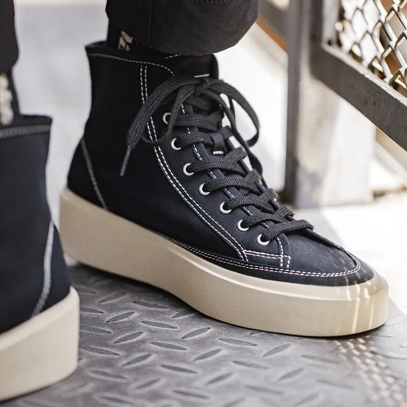 Men's Vintage High Top Canvas  Black Sneakers