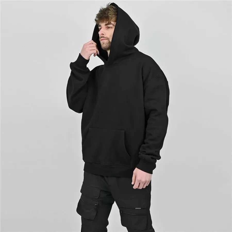 Men's Winter Gym Hoodie & Pants Set – High-Quality Cotton Fitness Sweatshirt Jacket with Kangaroo Pockets