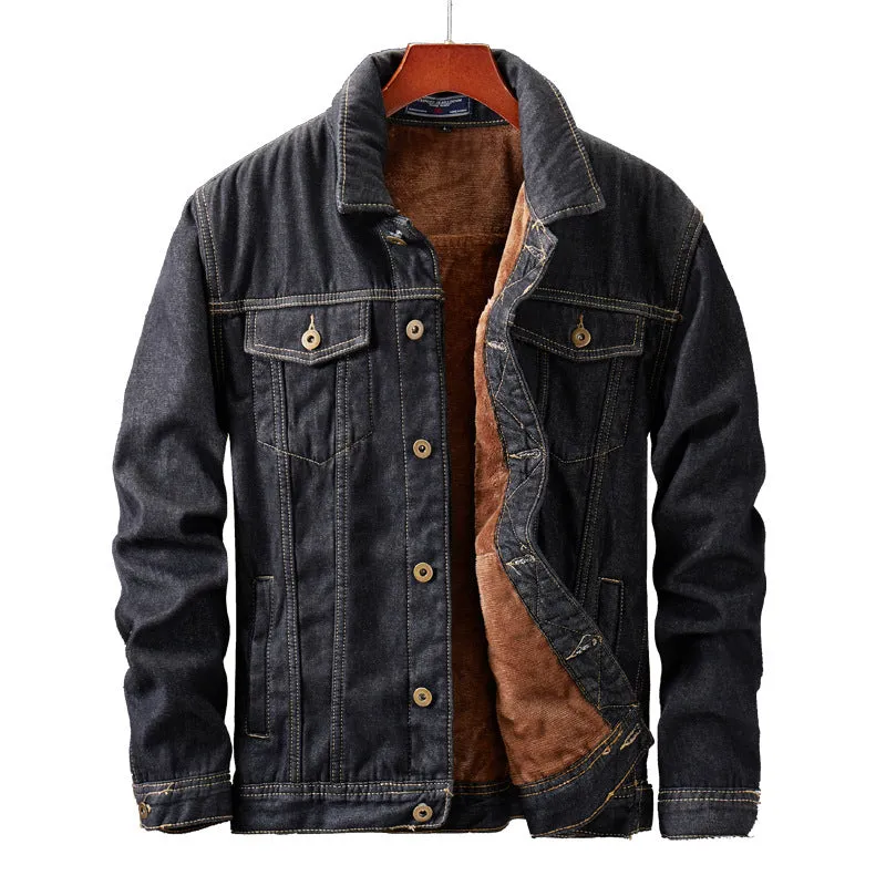 Men's Winter Thicken Inner Fleece Denim Jacket