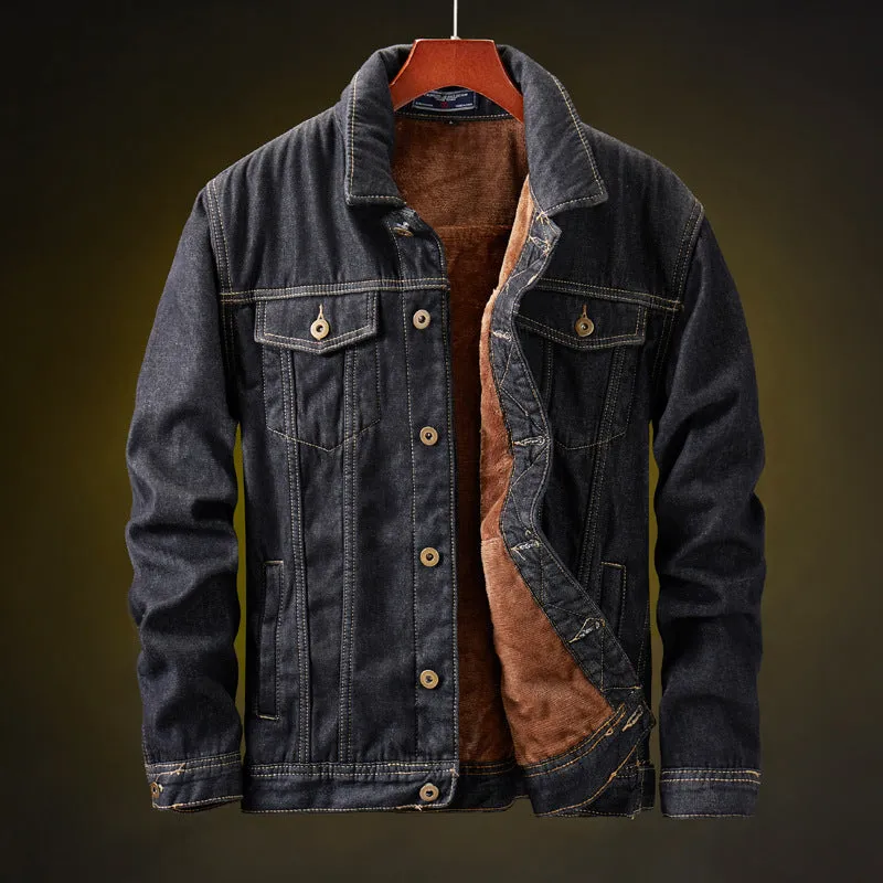 Men's Winter Thicken Inner Fleece Denim Jacket