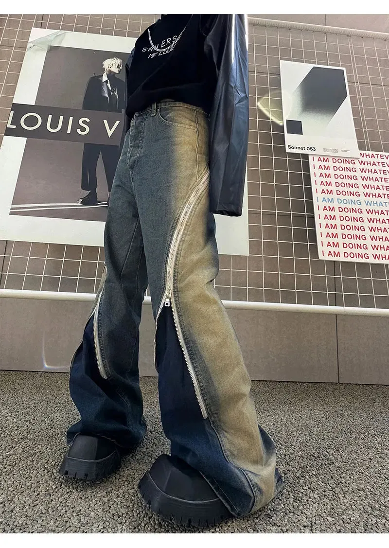 Men's Zipper Detail Baggy Jeans