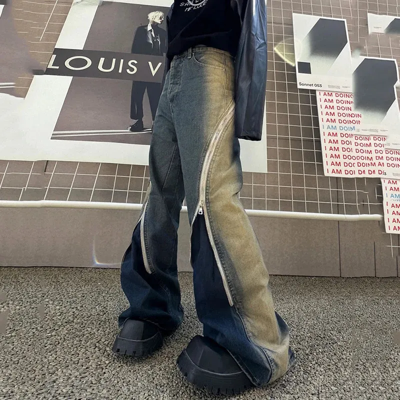 Men's Zipper Detail Baggy Jeans