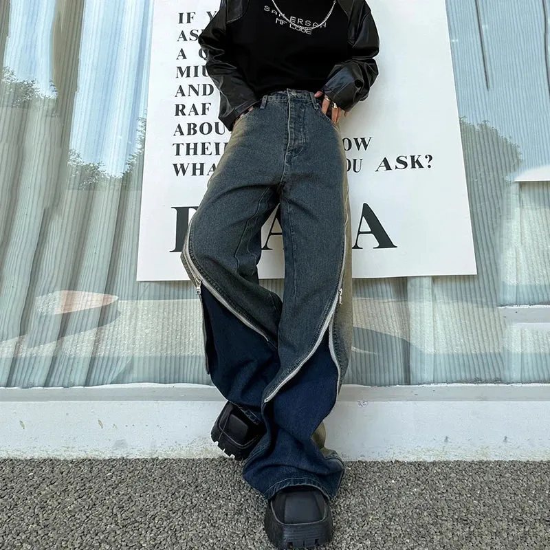 Men's Zipper Detail Baggy Jeans