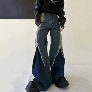 Men's Zipper Detail Baggy Jeans