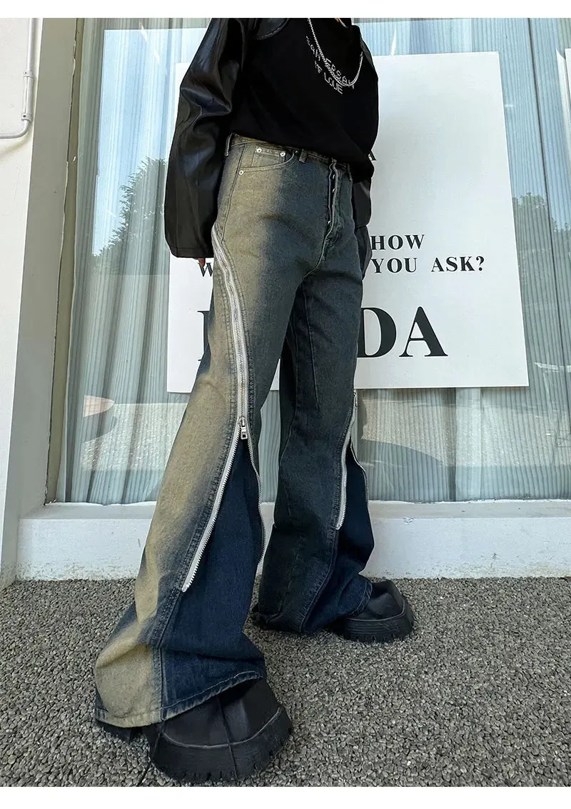 Men's Zipper Detail Baggy Jeans