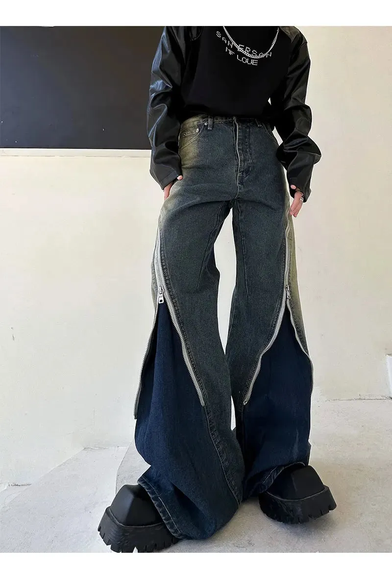 Men's Zipper Detail Baggy Jeans
