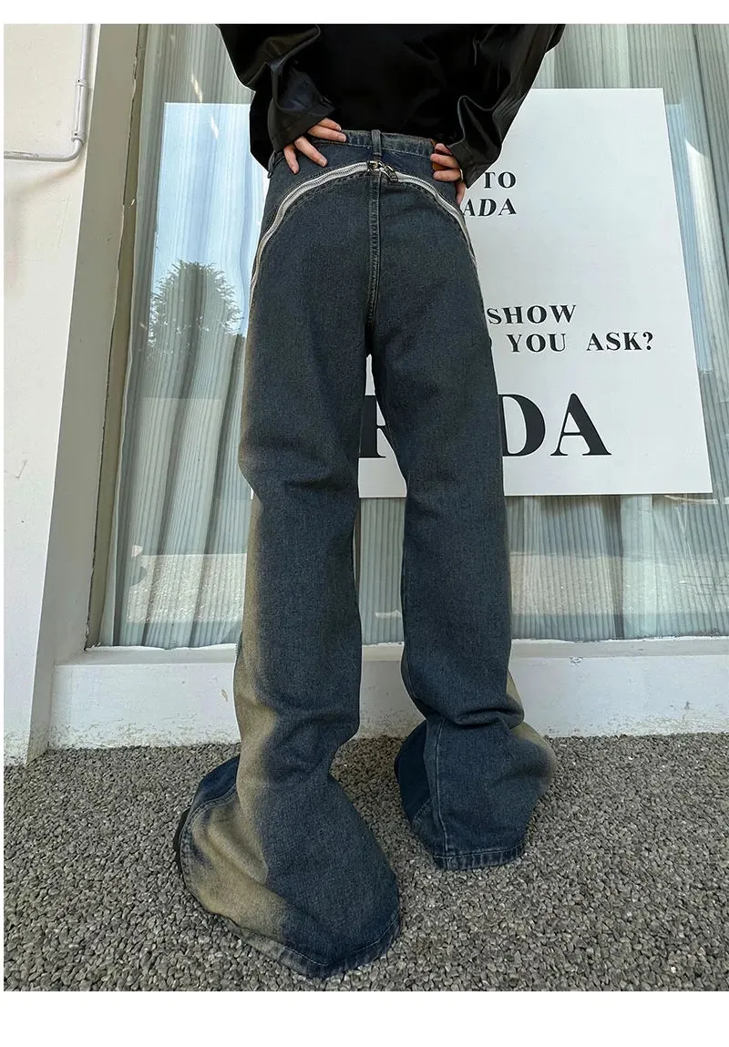 Men's Zipper Detail Baggy Jeans