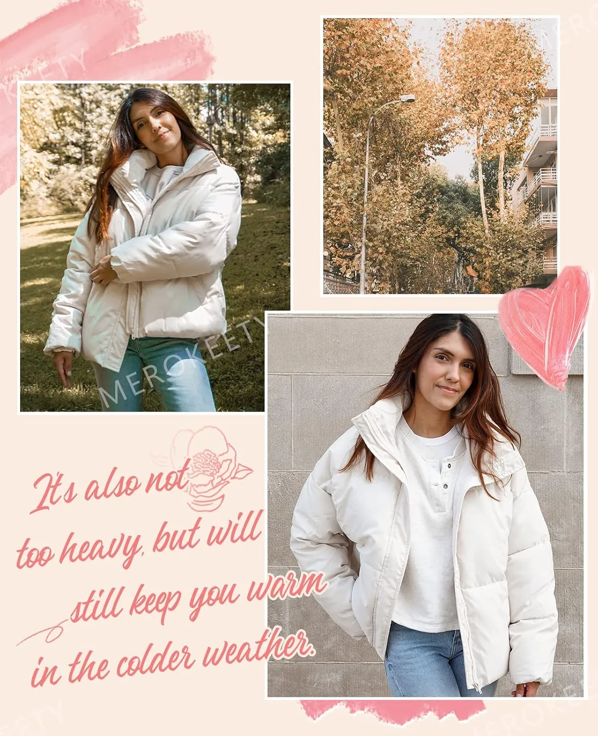 MEROKEETY Women's 2025 Winter Long Sleeve Zip Puffer Jacket Pockets Baggy Short Coats