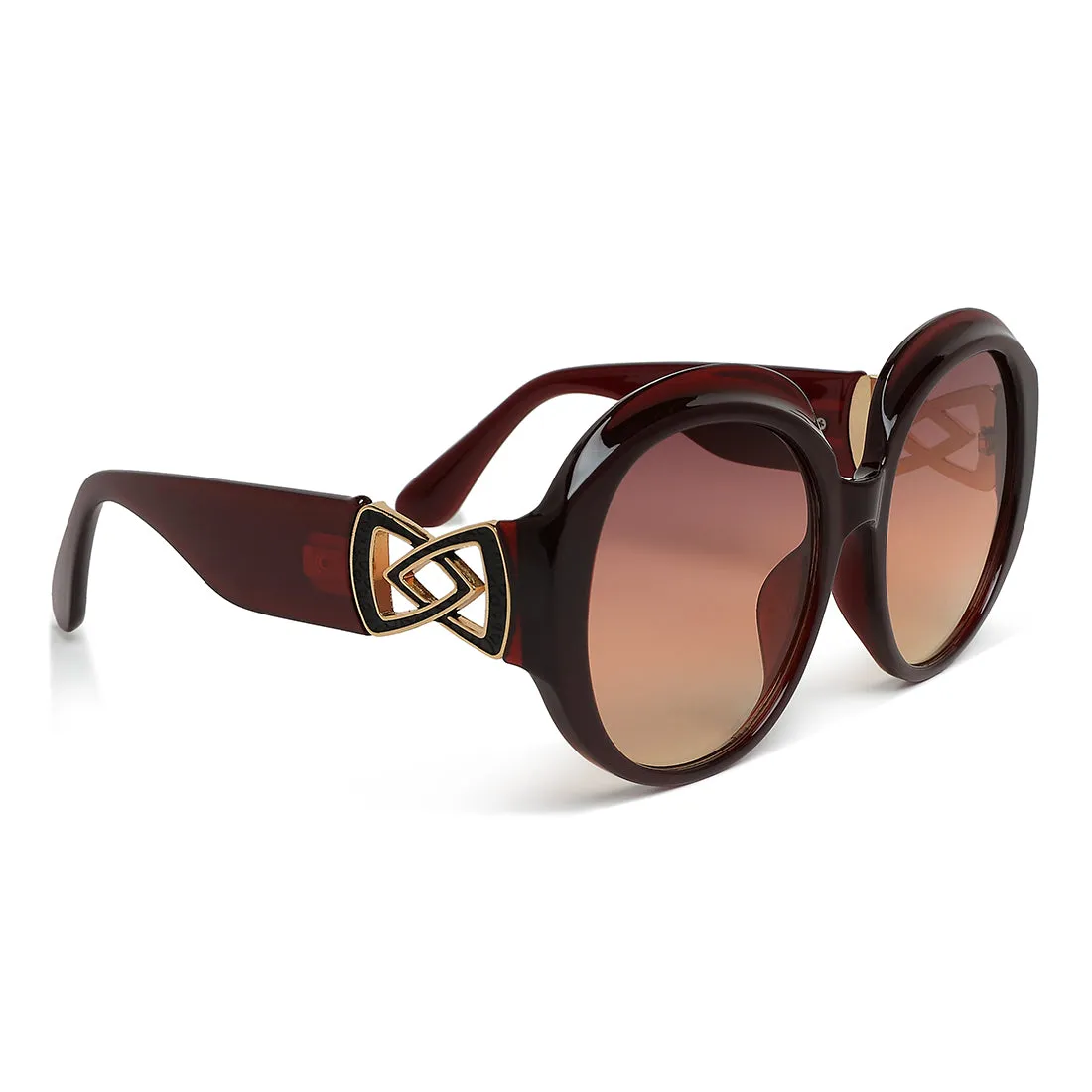 Metallic Accent Round Sunglasses
