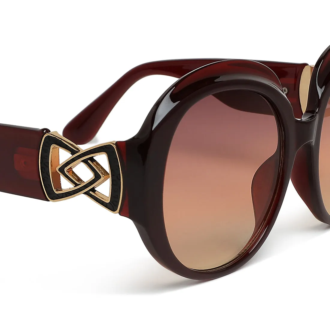 Metallic Accent Round Sunglasses