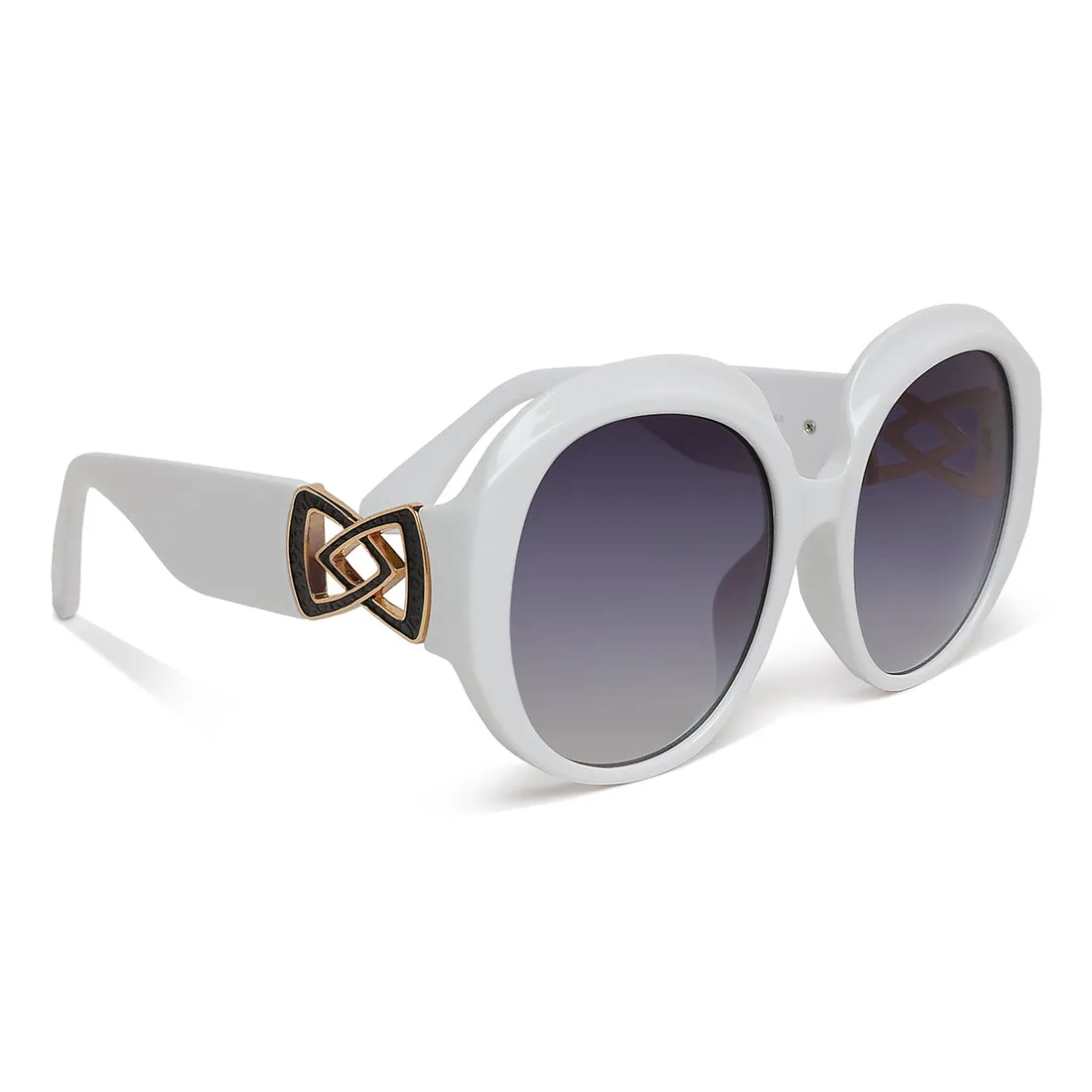 Metallic Accent Round Sunglasses