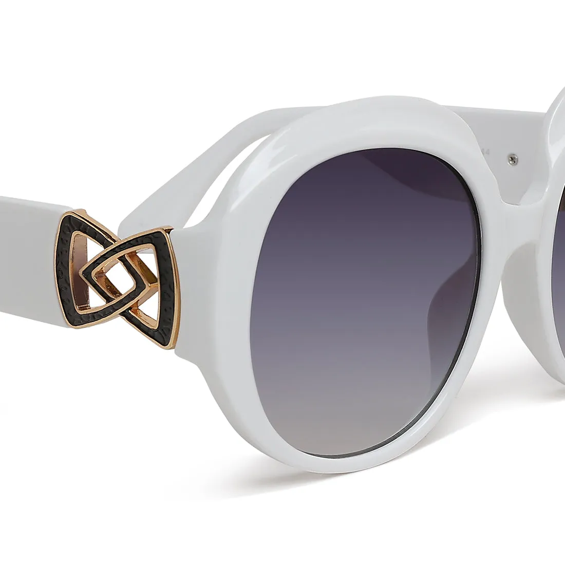 Metallic Accent Round Sunglasses