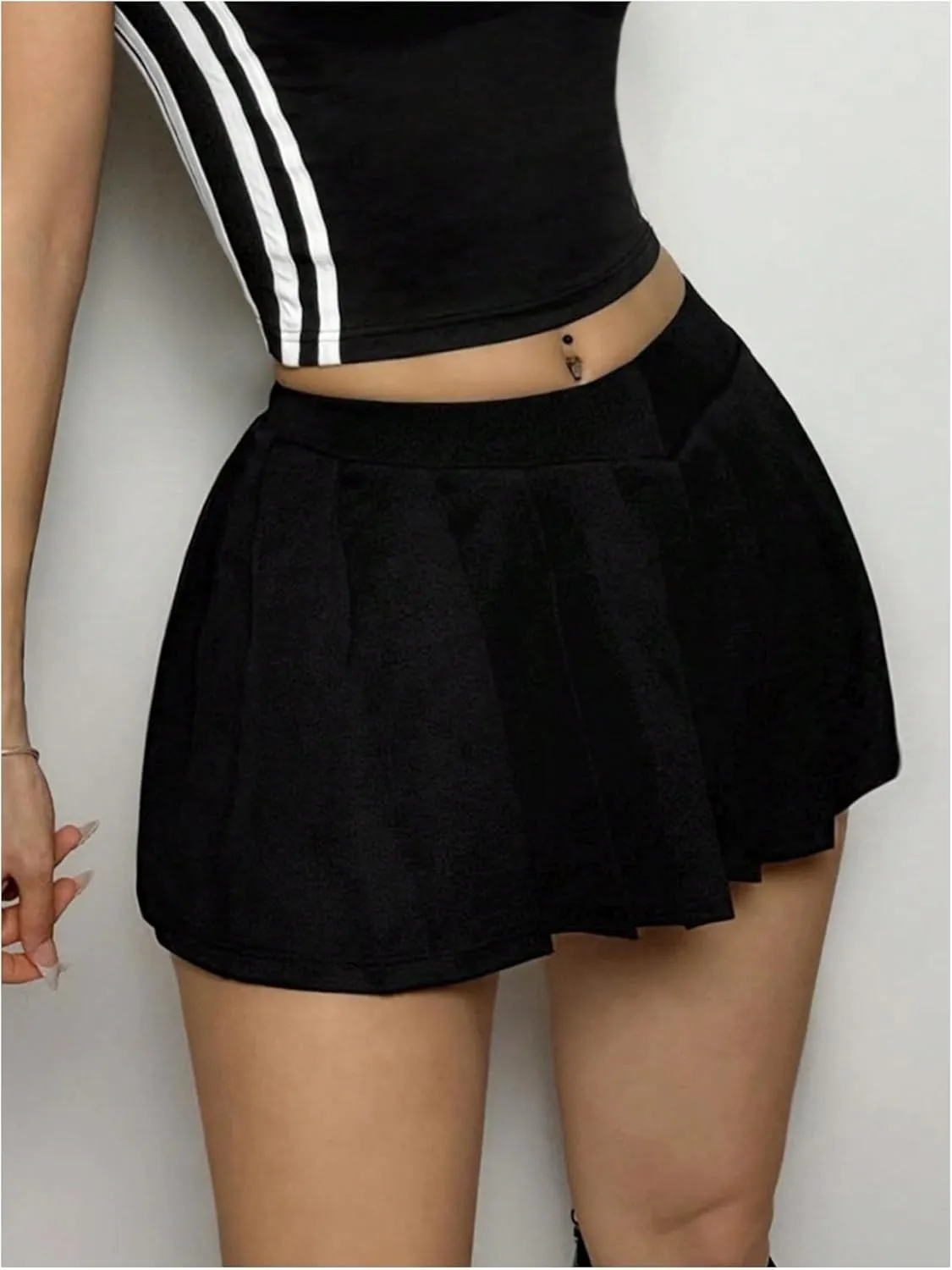 Milumia Women Y2k High Slit Mini Skirt Low Rise Criss Cross Pleated Tennis Skirts