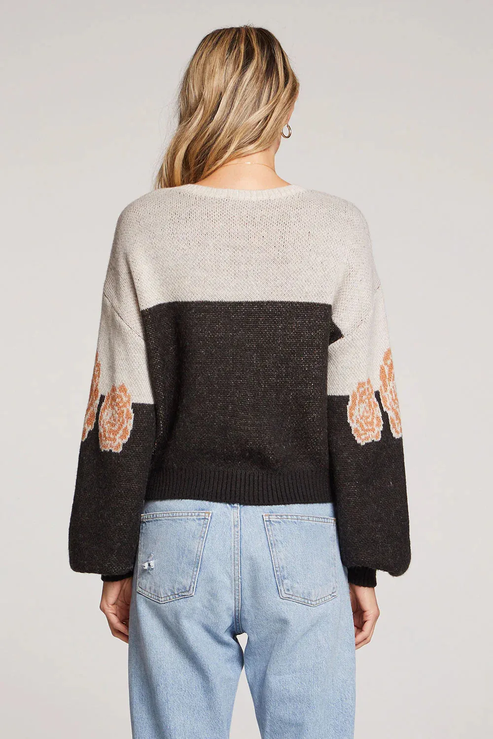 Mimi Sweater | Natural & Washed Black & Rose