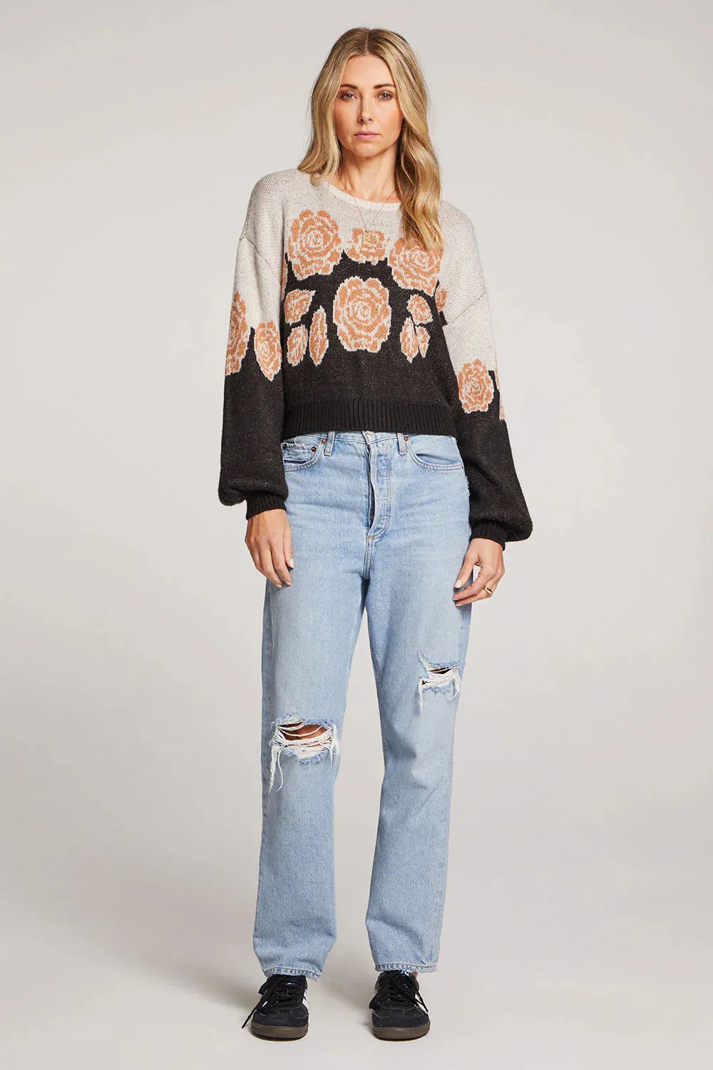 Mimi Sweater | Natural & Washed Black & Rose