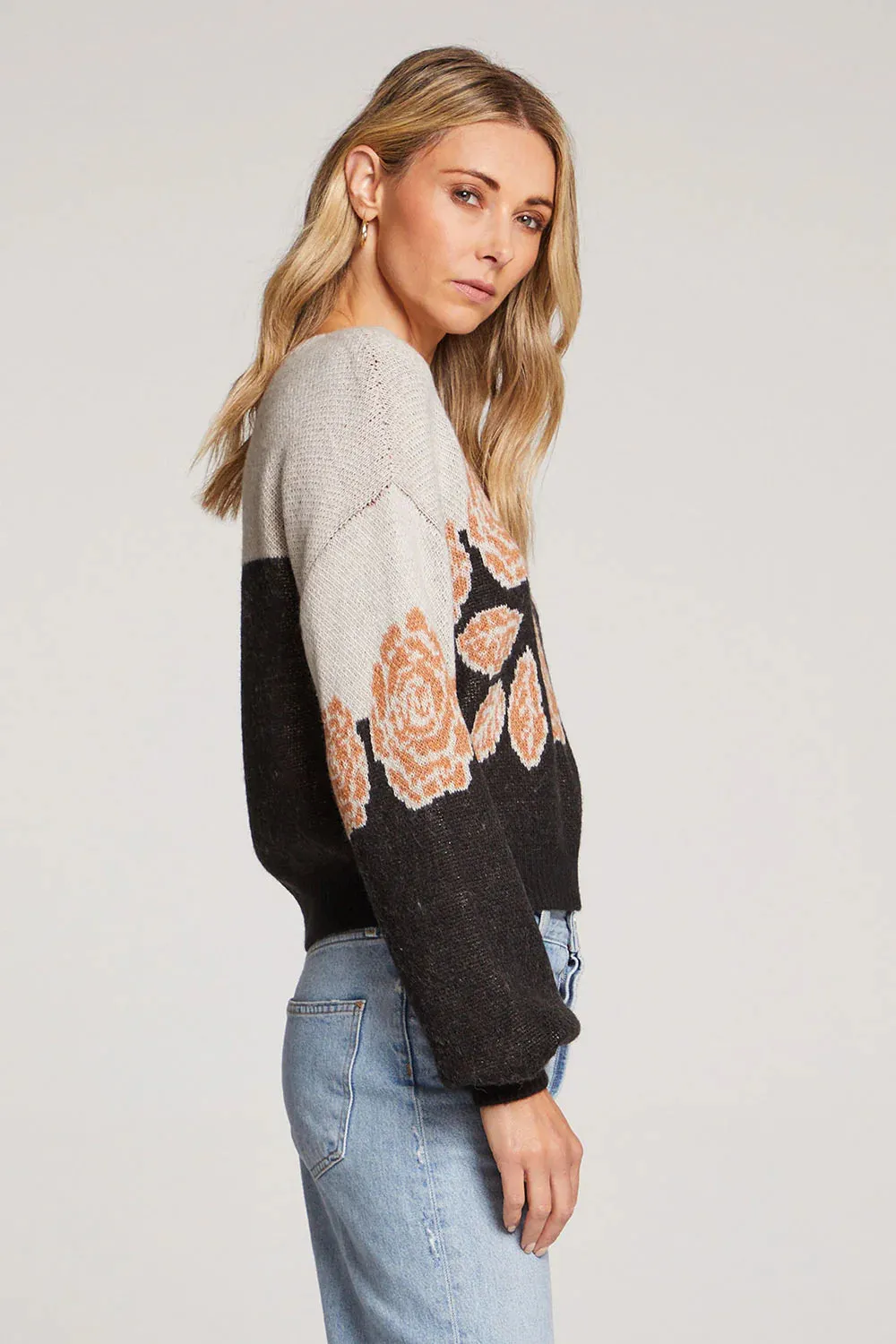 Mimi Sweater | Natural & Washed Black & Rose