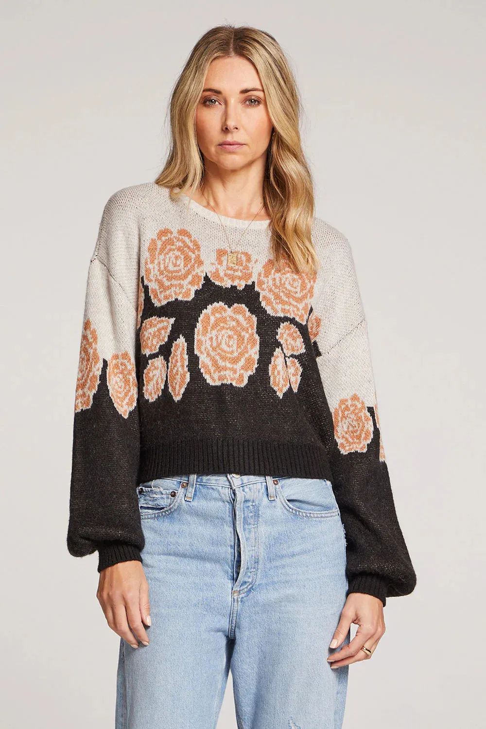 Mimi Sweater | Natural & Washed Black & Rose