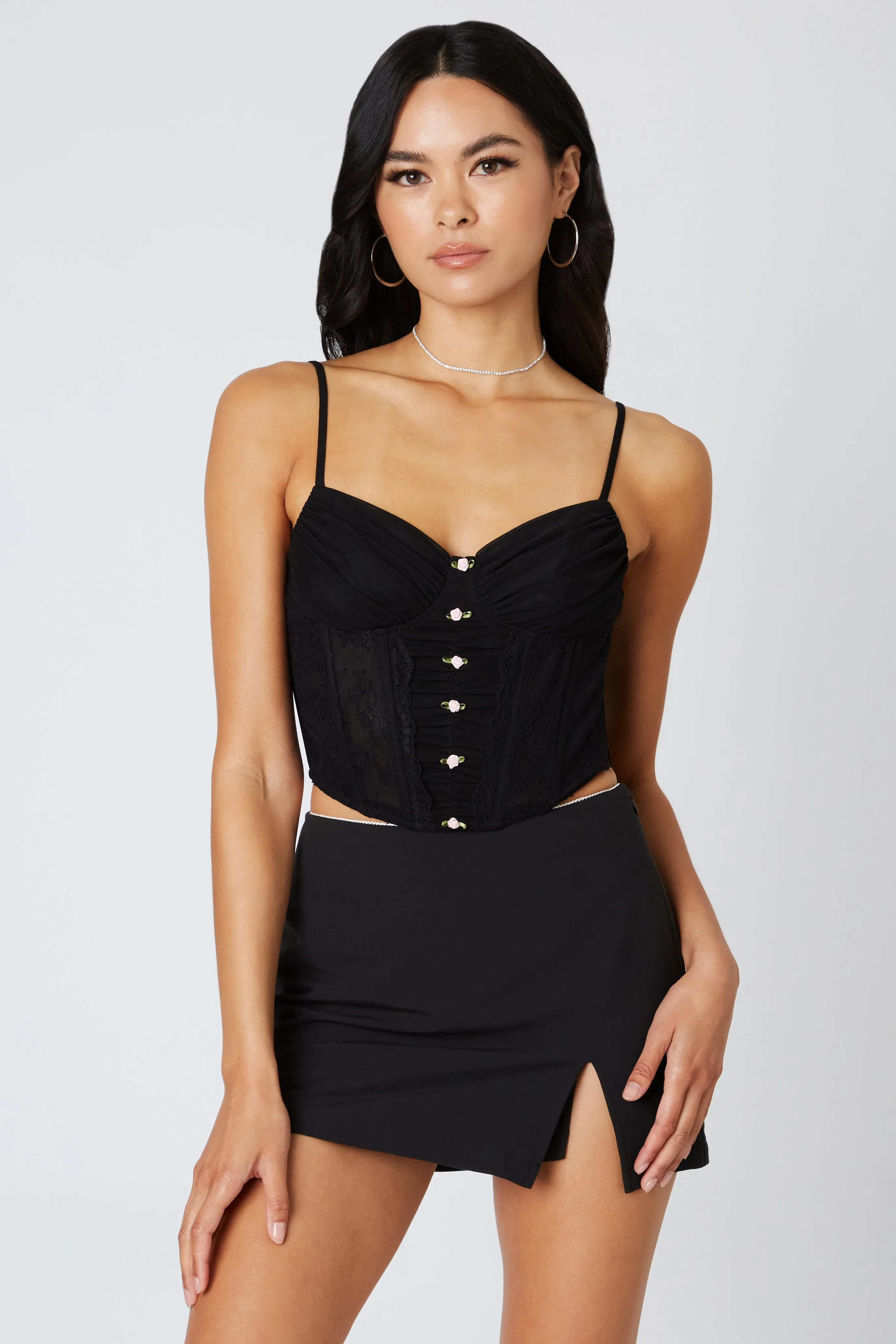 Mini Rosette Mesh Corset