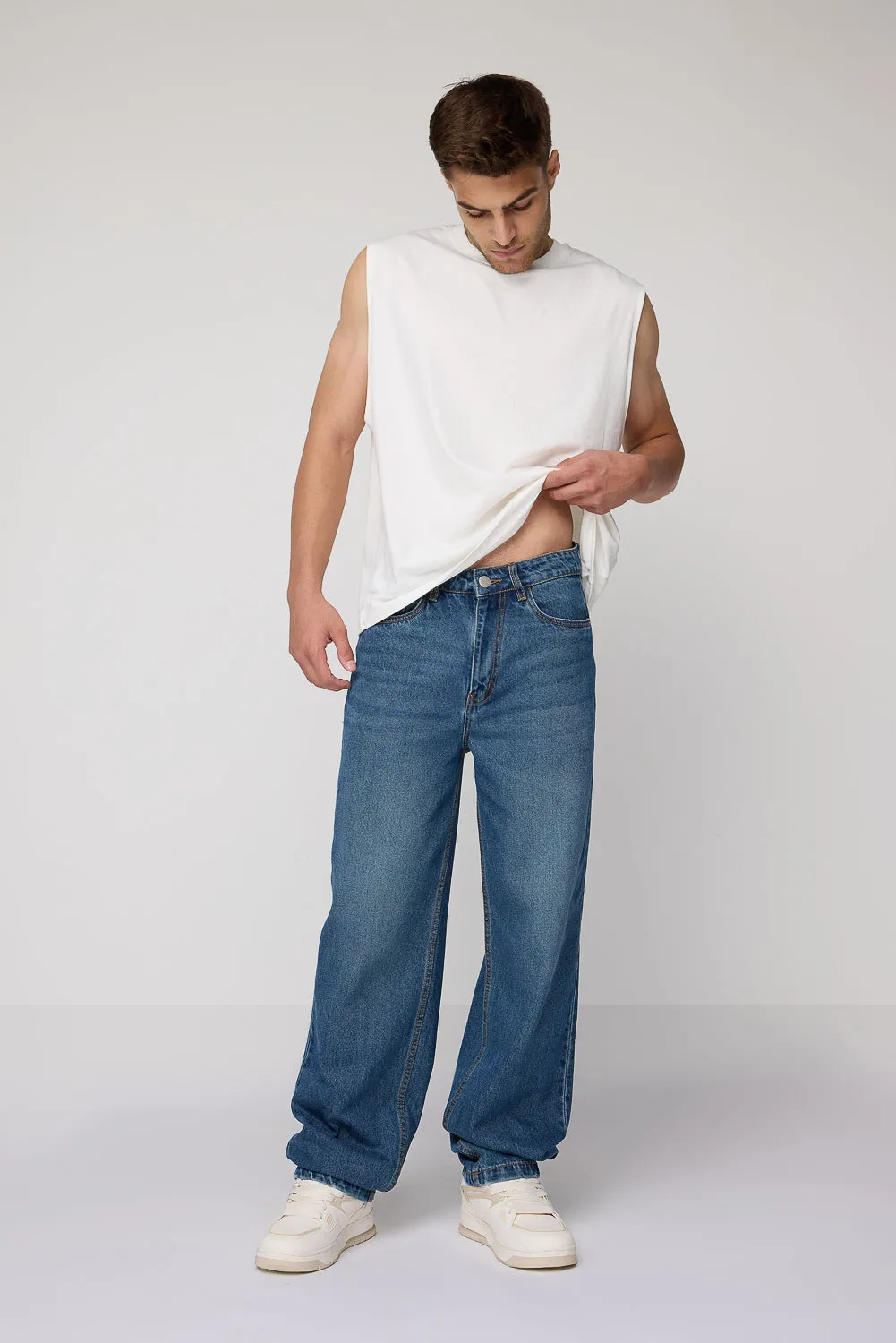 Misty Indigo Tinted Men's Baggy Jeans