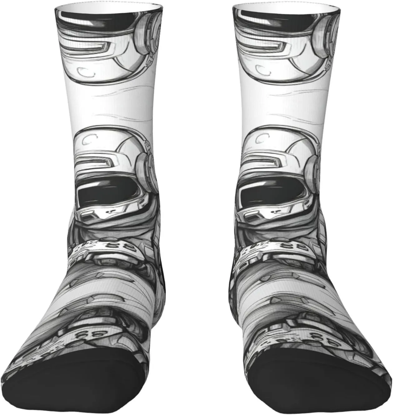 Monochrome Sketch Style Gaming Print Fun Contrast Socks,Novel Crazy Cool Socks,Pattern Funky Novelty Socks,Unisex Bulk Socks