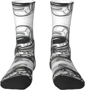 Monochrome Sketch Style Gaming Print Fun Contrast Socks,Novel Crazy Cool Socks,Pattern Funky Novelty Socks,Unisex Bulk Socks