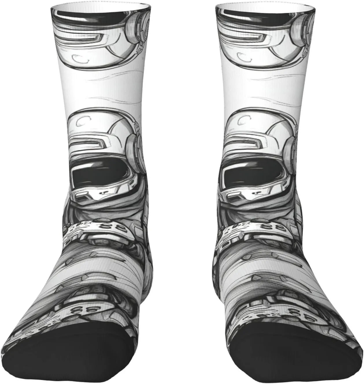 Monochrome Sketch Style Gaming Print Fun Contrast Socks,Novel Crazy Cool Socks,Pattern Funky Novelty Socks,Unisex Bulk Socks