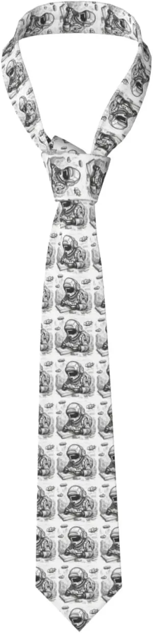 Monochrome Sketch Style Gaming print Men's silk tie Groom, Missions, Dances, Gifts Skinny Narrow Tie Fashion tie