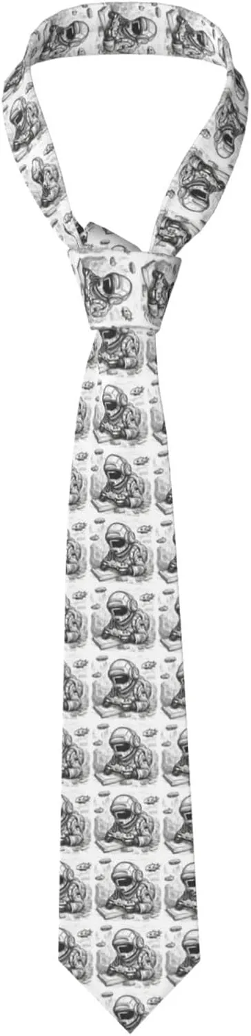 Monochrome Sketch Style Gaming print Men's silk tie Groom, Missions, Dances, Gifts Skinny Narrow Tie Fashion tie