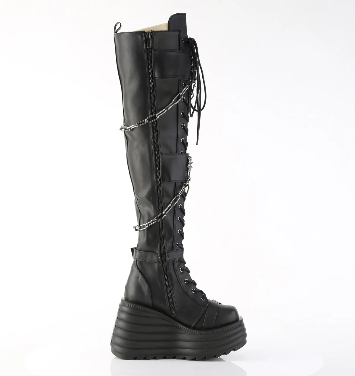 MORTE-312 DemoniaCult Black Vegan Leather Sexy Women's Over-the-Knee Boots (Alternative Footwear)