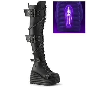 MORTE-312 DemoniaCult Black Vegan Leather Sexy Women's Over-the-Knee Boots (Alternative Footwear)