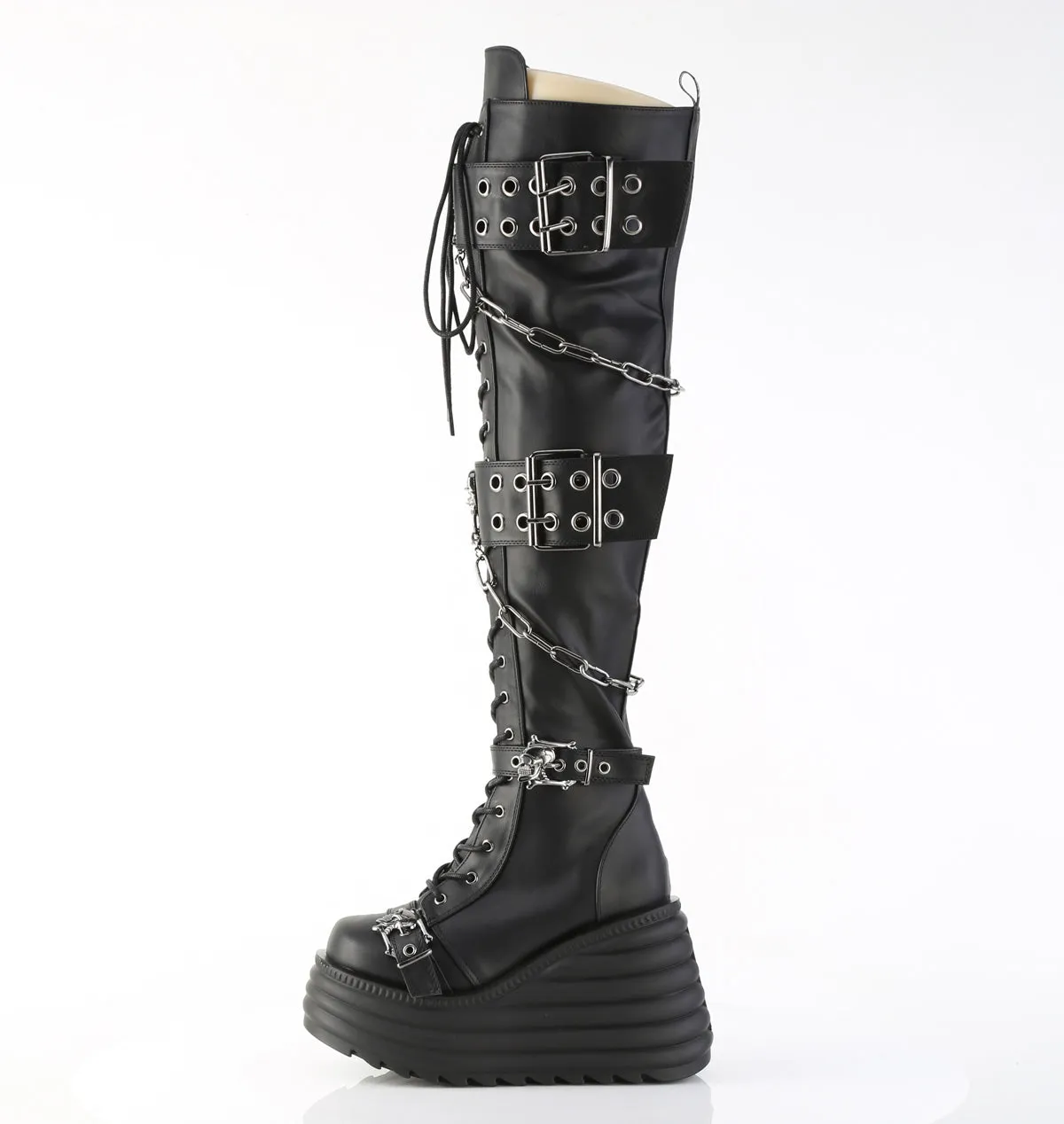 MORTE-312 DemoniaCult Black Vegan Leather Sexy Women's Over-the-Knee Boots (Alternative Footwear)
