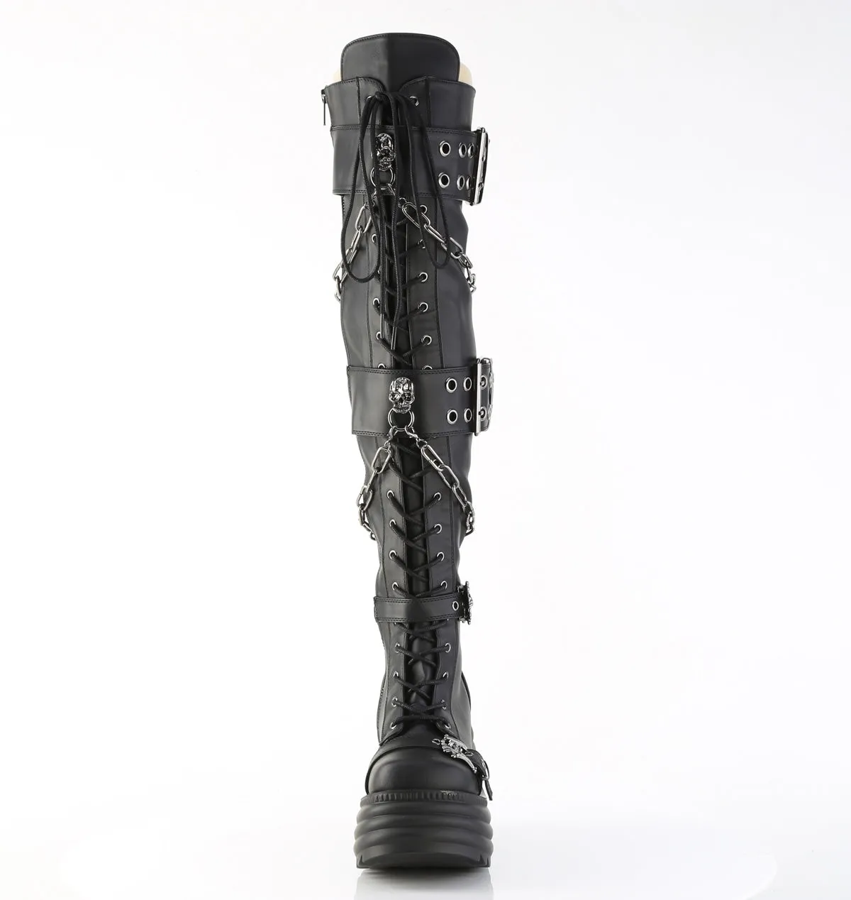 MORTE-312 DemoniaCult Black Vegan Leather Sexy Women's Over-the-Knee Boots (Alternative Footwear)