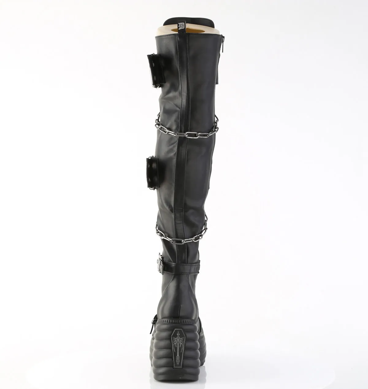 MORTE-312 DemoniaCult Black Vegan Leather Sexy Women's Over-the-Knee Boots (Alternative Footwear)