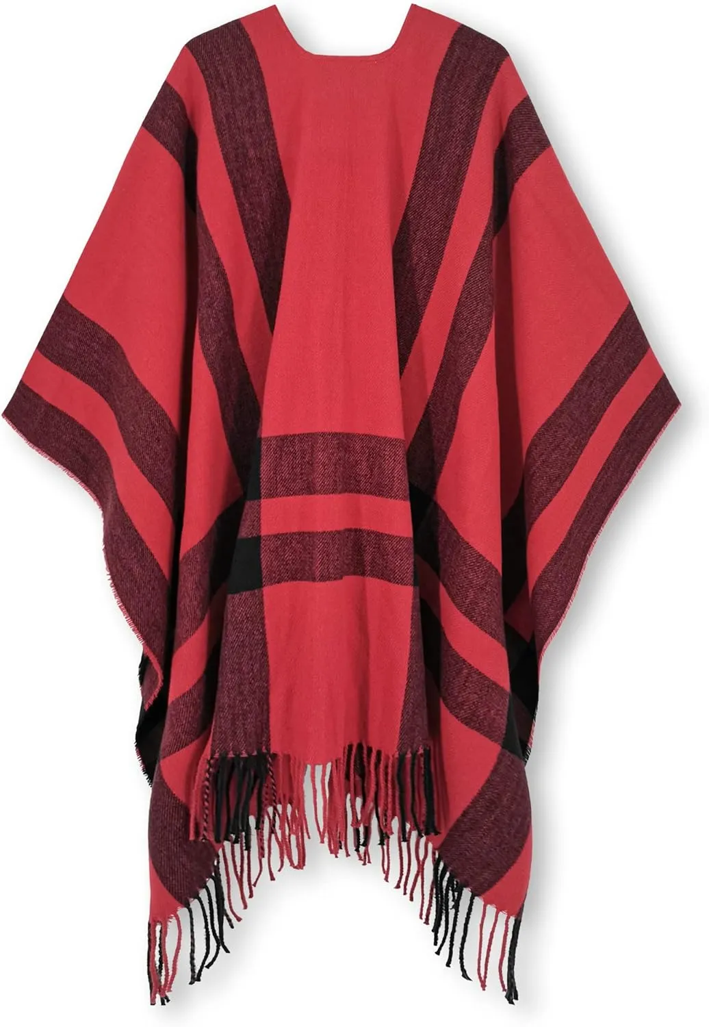 Moss Rose Women's Travel Plaid Shawl Wrap Open Front Poncho Cape for Fall Winter