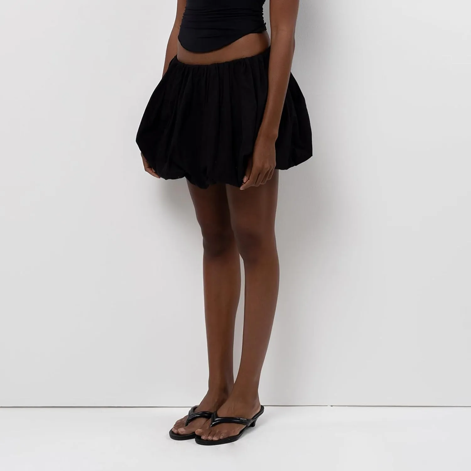 Multitrust Women Y2K Puffy Mini Bubble Skirts Ruffle Hem High Waisted Short Skirts Flared Balloon A Line Skirt Streetwear
