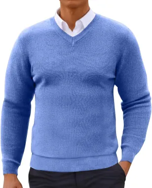 Muscularfit Long Sleeve Shirts for Men with Designs Loose Fit V Neck Knitted Cotton Sweaters Causal Fashion Pullover Top Fall