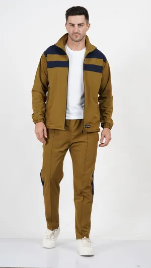 NAUTICON Chest Panel Tracksuit Set for Men Khaki & Navy