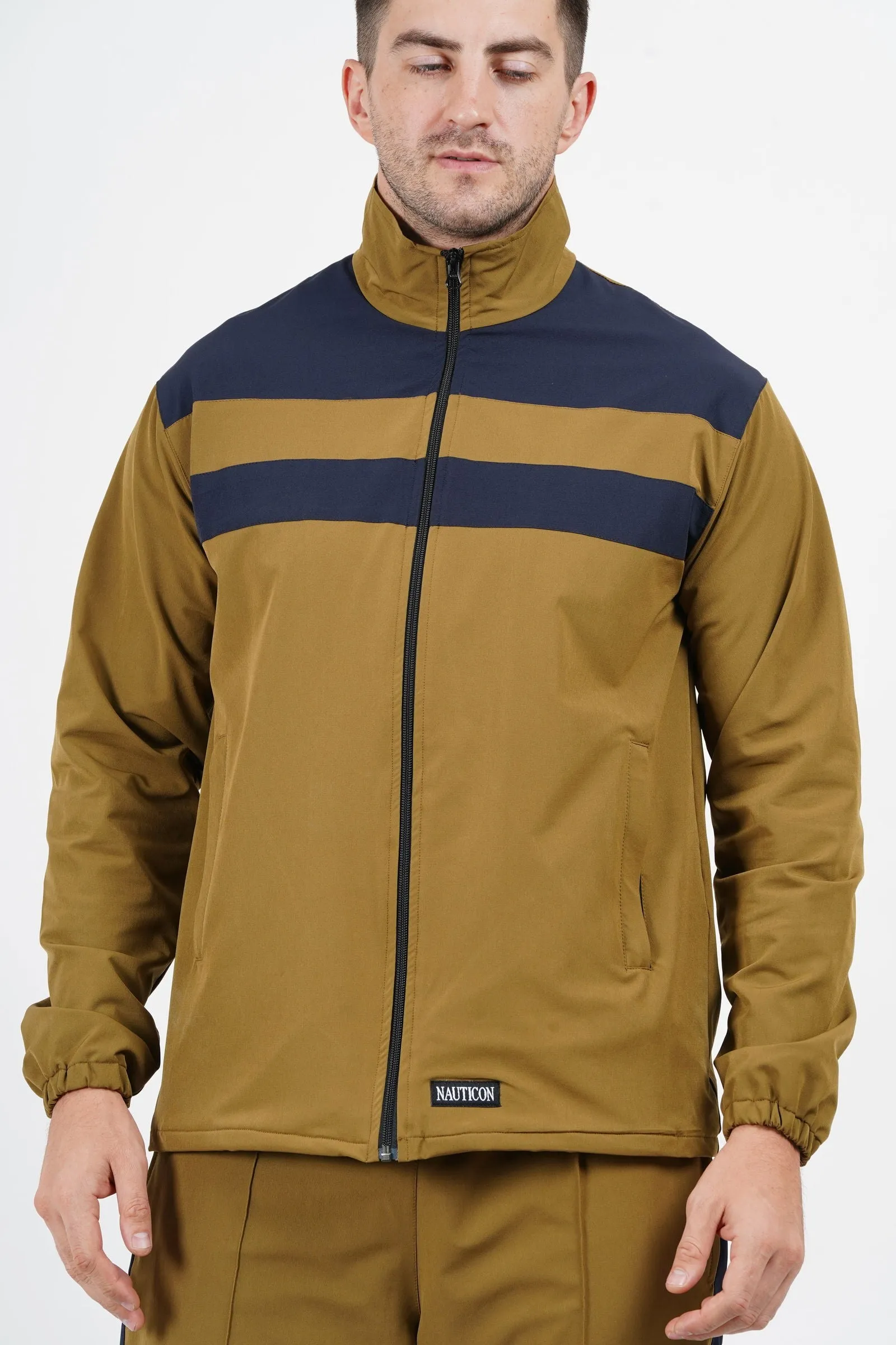 NAUTICON Chest Panel Tracksuit Set for Men Khaki & Navy