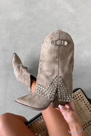 NEVADA Flared Cowboy Western Boots - Beige