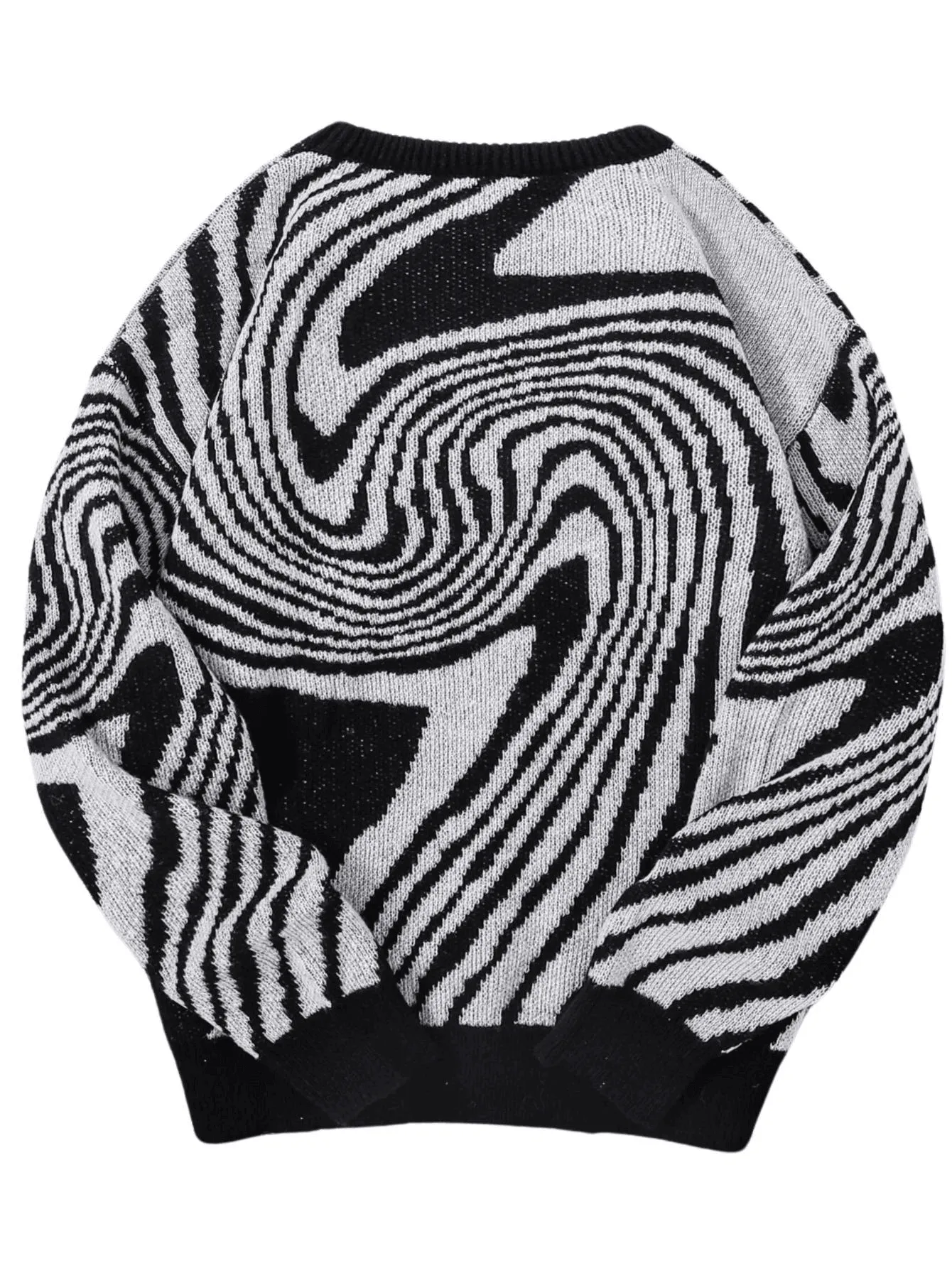 New Popular Maze Pattern Pullover Sweater Jacquard Casual Round Neck Contrast Color Knitted Men's Pullover Jumpers