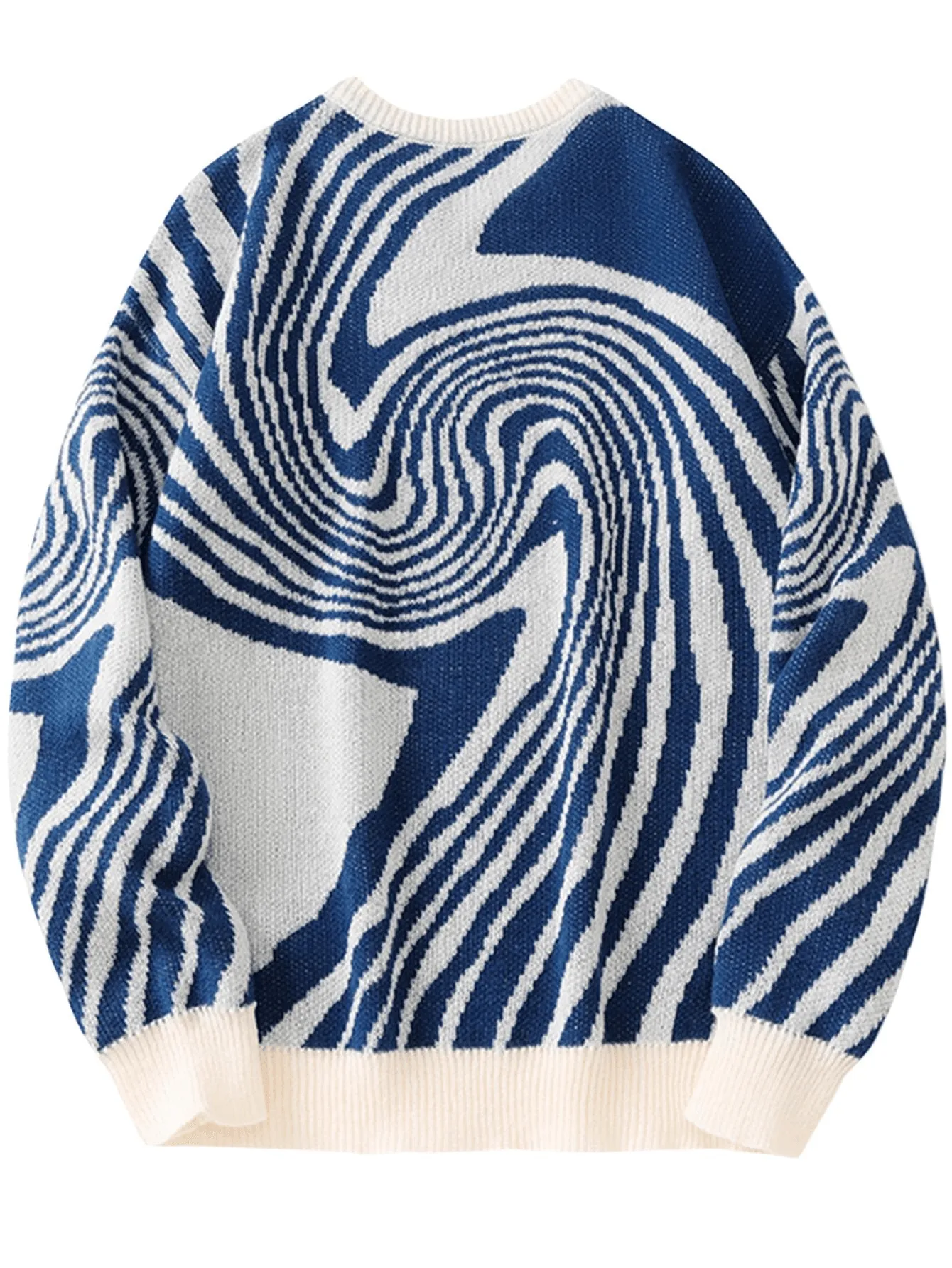 New Popular Maze Pattern Pullover Sweater Jacquard Casual Round Neck Contrast Color Knitted Men's Pullover Jumpers