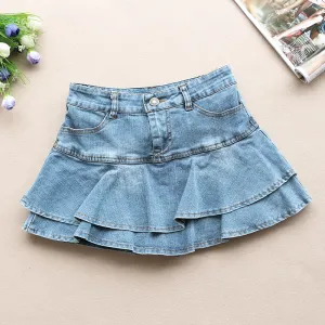 Nukty Ruffle Pleated Skirts Womens Summer Low Waist A Line Y2K Denim Skirt Sexy Mini Short Skirts Women Sex Jeans Woman Skirts