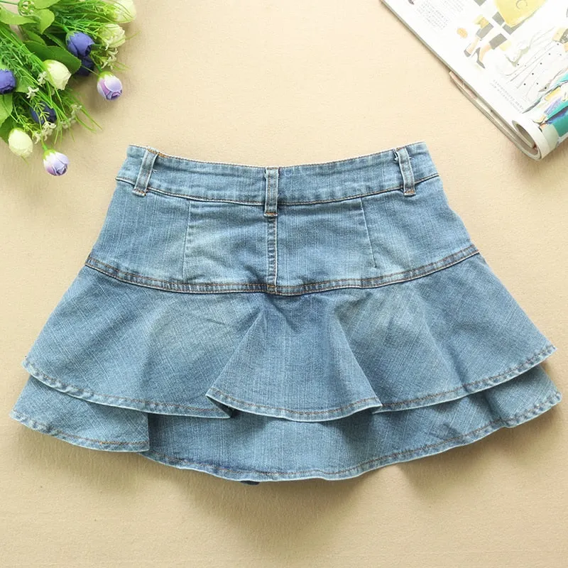 Nukty Ruffle Pleated Skirts Womens Summer Low Waist A Line Y2K Denim Skirt Sexy Mini Short Skirts Women Sex Jeans Woman Skirts