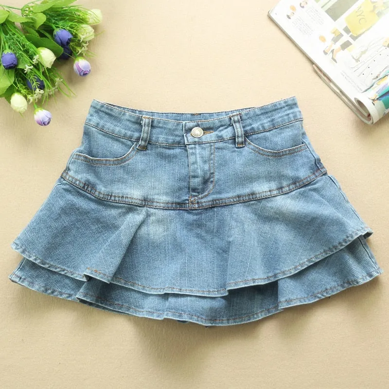 Nukty Ruffle Pleated Skirts Womens Summer Low Waist A Line Y2K Denim Skirt Sexy Mini Short Skirts Women Sex Jeans Woman Skirts