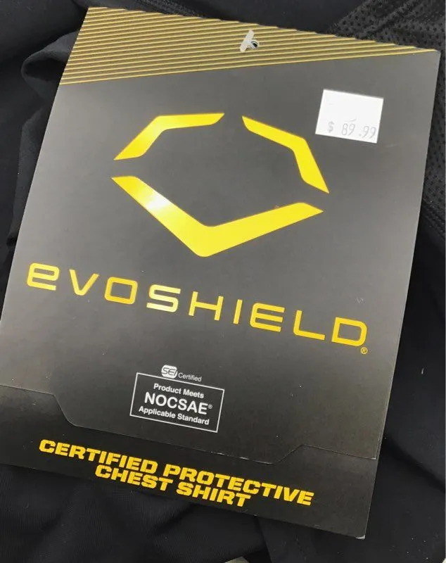 NWT EvoShield Men's Black Protective Baseball Chest Guard Shirt - Size Large