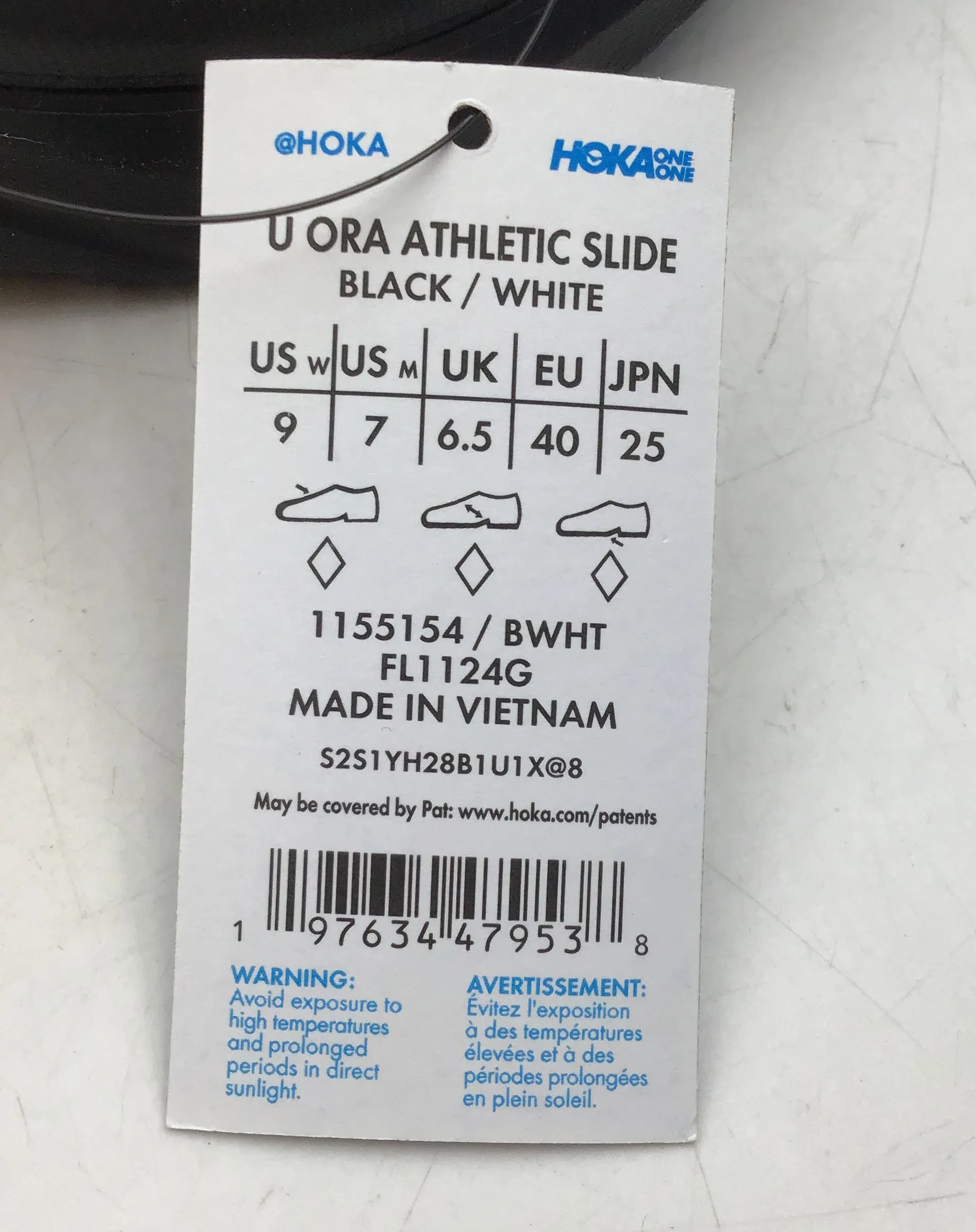 NWT Hoka One One Men's Ora Athletic Black White Slide Sandals - Size 7