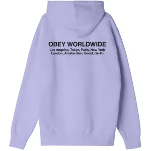 Obey Felpa con cappuccio da uomo Città del Mondo 112843572 lavanda
