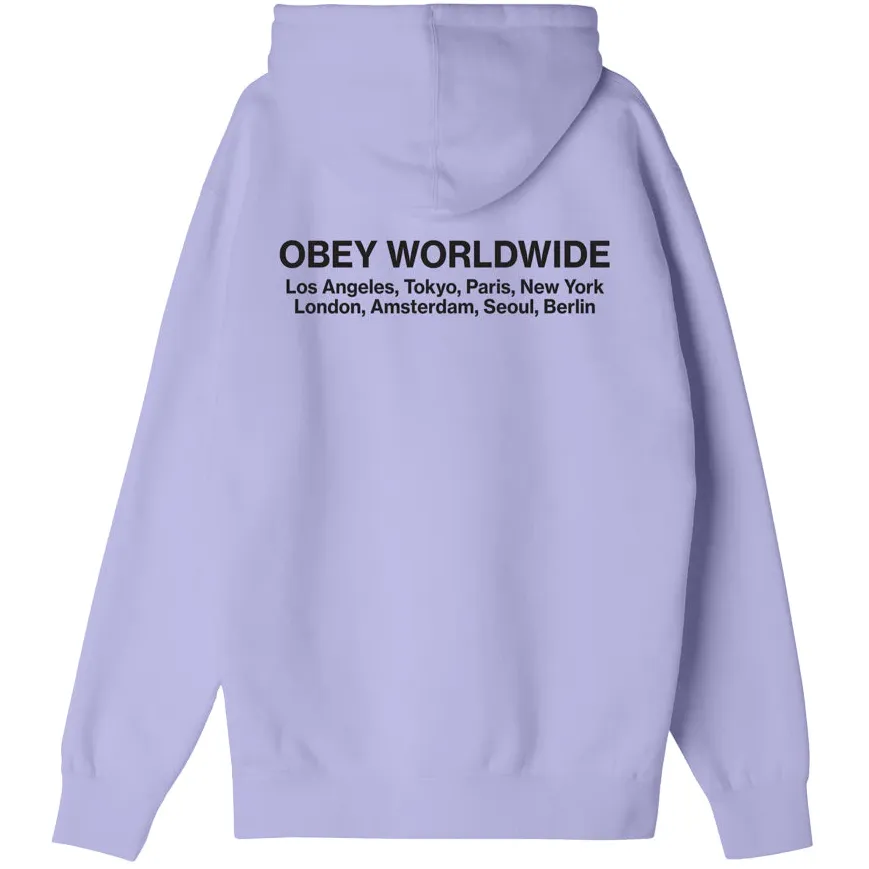 Obey Felpa con cappuccio da uomo Città del Mondo 112843572 lavanda