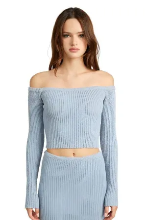 Off Shoulder Long Sleeve Knit Top