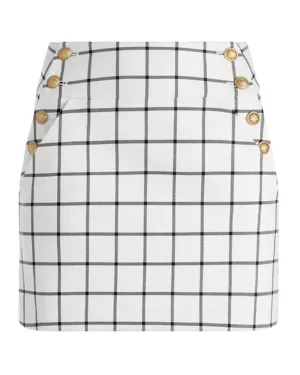 Off White and Black Donald Button Skirt